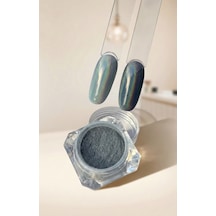 Gümüş Gökkuşağı Tırnak Krom Tozu Aplikatörlü Krom İnci Tozu Holografik Silver Wn-101