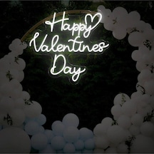 Happy Valentines Day Yazılı Neon Tabela Beyaz