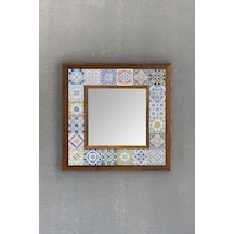 Oscar Stone Ahşap Çerçeveli Mozaik Doğaltaş Ayna 33 Cm X 33 Cm Hall Aynası Diğer