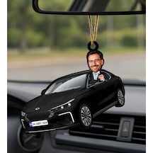 Bk Gift Kişiye Özel Erkek Oltu Renk Togg Karikatürlü Ahşap Plakalı Araba Dikiz Ayna Süsü-1 , Arkadaşa Hediye, Sevgiliye Hediye, Araba Hediyesi Kobitme