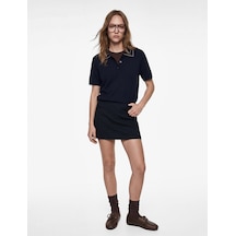 Koton Regular Fit Kısa Kollu Bebe Yaka Triko Kazak Lacivert 6sal90024ıt Lacivert