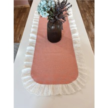 Fırfırlı Fistolu Vintage Oval Runner 40x140 Cm Turuncu
