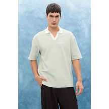 Defacto - Dokulu Boxy Fit Polo Tişört F8351AX25AU