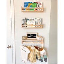 Montessori Kitaplık Çocuk Bebek Odası Duvar Rafı Ahşap Kitaplık Raf 3 Adet 50 Cm Doğal