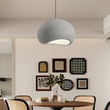 Tretan Tekli Gri Beton Modern Sarkıt Oturma Odası Salon Sarkıt Avize Gri