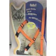 Kedi Göğüs Tasması Ve Gezdirme Seti No: 110 Turuncu Tek Renk