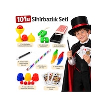 10 Parçalı Çocuk Sihirbazlık Seti Sihirli Değnek, Baston Ve Sihir Oyunları