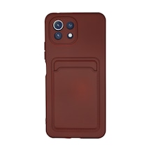 Xiaomi Mi 11 Uyumlu Kılıf Kelvin Kartvizitli Silikon - Bordo