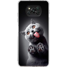 Xiaomi Poco X3 Pro İle Uyumlu 1mm Slim Fit Kedi 2 050c Baskılı Şeffaf Kılıf Şeffaf