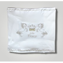%100 Pamuklu Gold Atlı Prince Bebek Battaniyesi - Yumuşak Puset & Bebek Arabası Örtüsü Altın