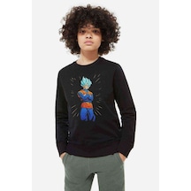 Anime Dragon Ball Baskılı Unisex Çocuk Siyah Sweatshirt (534639015) Siyah