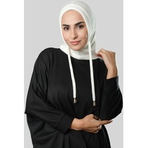 Hürrem Bone Krem Bağcıklı Peluş Balaklava Boyunluklu Bere Jakar Düz 2327 40 Krem