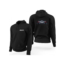 Toyota Supra Mk4 Back Siyah Fermuarlı Limited Edition Kapşonlu Sweatshirt Siyah