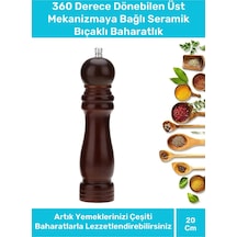 Premium Seri Şık Kullanışlı Mutfak Yemek Kahverengi Ahşap Tuz Karabiber Baharat Değirmen 20 Cm Kahverengi
