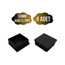 Kare Demir Profil İç Tapa Geçme Plastik Ayak Geçme Koruma Plastiği 50mm 4 Adet Siyah Siyah