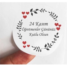 48 Adet 4 Cm Öğretmenler Gününüz Kutlu Olsun Mat Baskılı Yuvarlak Etiket Sticker-3