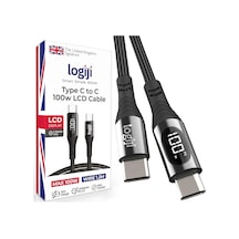 100w Type-c To Type-c Dijital Led Ekranlı Göstergeli Hızlı Şarj Kablosu E-mark Çipli, Dayanıklı Örgülü, 1.2m, Usb-c Pd 3.0, İphone 15 16,17 Xiaomi Telefon, Macbook Tablet İle Uyumlu