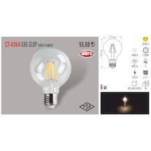 Cata Ct-4354 6w Rustik Led Ampul G95 Glop 3200k Gün Işığı