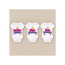 Babylimon Minik Kutlama Üçlü Beyaz Kısa Kollu Bebek Zıbın Seti Beyaz - 930083828 Beyaz