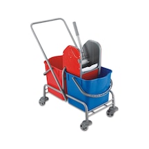 Üçtem CK754 Çift Kovalı Plastik Presli Metal Boyalı Taşıyıcılı Temizlik Arabası 2 x 25 L