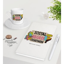 Kişiye Özel Sosyal Bilgiler Öğretmeni Beyaz Defter Kalem Türk Kah