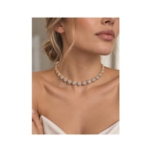 Kadın Rose Gold Zirkon Taşlı Zarif Kolye Işıltılı Şık Tasarım, Özel Gün Ve Davet Kolyesi Altın - 919456568 Altın