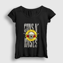 Presmono Kadın Bullet Guns N' Roses T-shirt Siyah