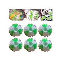 Aubyhe 6 Adet Yeşil 3.5cm Abs Çamaşır Makinesi Topları - Tüy Ve Kir Çıkarıcı, Çamaşırları Örgülenmeyen Tutar, Yeniden Kullanılabilir Beyaz - Yeşil