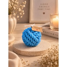 Mumelia Örgü Sıcaklığı - Doğal Soya Dekoratif Blok Mum - Büyük Boy - Mavi - 2'li