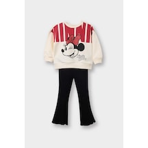 Defacto Kız Bebek Disney Mickey & Minnie 2li Takım Sweatshirt Tayt G6401a525wner99 Ekru-er99