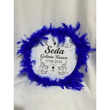 Gelin Tefi 30cm,isim Ve Tarih Yazılı Otriş Süslemeli Kına Tefi Saks