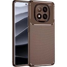 Xiaomi Redmi Note 14 Pro Plus Kılıf Auto Focus Karbon Kapak - Kahverengi -