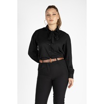 Giyim Dünyası Kadın Bağlamalı Gömlek Siyah 001