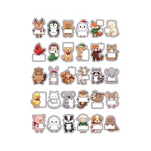 30 Adet Sevimli Kış Hayvanları Sticker Seti - Laptop Defter Telefon İçin Çok Renkli