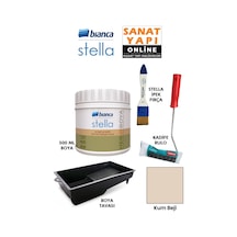 Stella Boya 4 Parçalı Set 500 Ml Boya - Boya Tavası- Stella İpek Fırça - Kadife Rulo Diğer