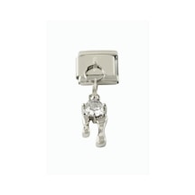 Zirkon - 431 - Taşlı Sallatılı Çelik Charm - Myceshop - Gümüş Rengi