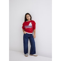 Mavi - Bugs Bunny Baskılı Kırmızı Sweatshirt 7s10071-70471 Kırmızı