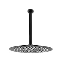 Fause Tavandan Borulu Oval Slim Metal Ankastre Duş Başlığı Siyah 25 Cm Siyah