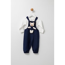 Unisex En Çizgi Fitilli Teddy Oyuncaklı 2'li Salopet 001