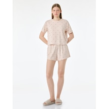 Koton Puantiyeli Rahat Kesim Bisiklet Yaka Kısa Kollu Şortlu Pijama Takımı Kahverengi Desenli 6slk40199mk Koton Puantiyeli Rahat Kesim Bisiklet Yaka Kısa Kollu Şortlu Pijama Takımı Kahverengi Desenli 6slk40199mk
