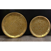 Fma-600 2 Li Metal Tepsi Seti 37,5x5-43x4,5 Cm Dekoratif Sunumluk Şık Ev Aksesuarı Minimal