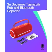 360 Rgb Led'li Taşınabilir Bluetooth Hoparlör Kırmızı Usb/tf Destekli
