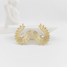 Shine Özel Seri Zirkon Taşlı Tasarım Küpe Gold