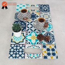 Decorita Cam Tepsi Mavi Çini Desen 29Cm X 52Cm