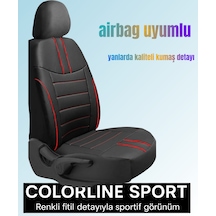 Renault Fluence 2010 Ve Sonrası Uyumlu Colorline Sport Deri Siyah - Kırmızı Koltuk Kılıfı