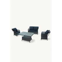 İcon Raddan 2+1+1 Çay Seti Balkon Teras Bahçe Mobilyası El Örgüsü Raddan 4 Kişilik Oturma Grubu Antrasit