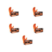 Dolphin Nitril Powergrip Ekstra Kalın Elmas Dokulu Eldiven Turuncu Xl Büyük Boy - 50'li 5 Paket