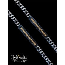 Modagümüşevi Siyah Zirkon Taşlı Gümüş Gurmet Bileklil