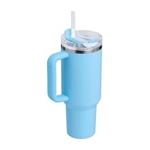 Pipetli Termos Bardak, 1.18 Litre, Açık Mavi Powder Blue Crush Açık Beyaz