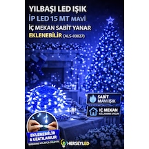 Yılbaşı Led Işık İp Led 15 Mt Mavi İç Mekan Sabit Yanar Eklenebilir Mavi